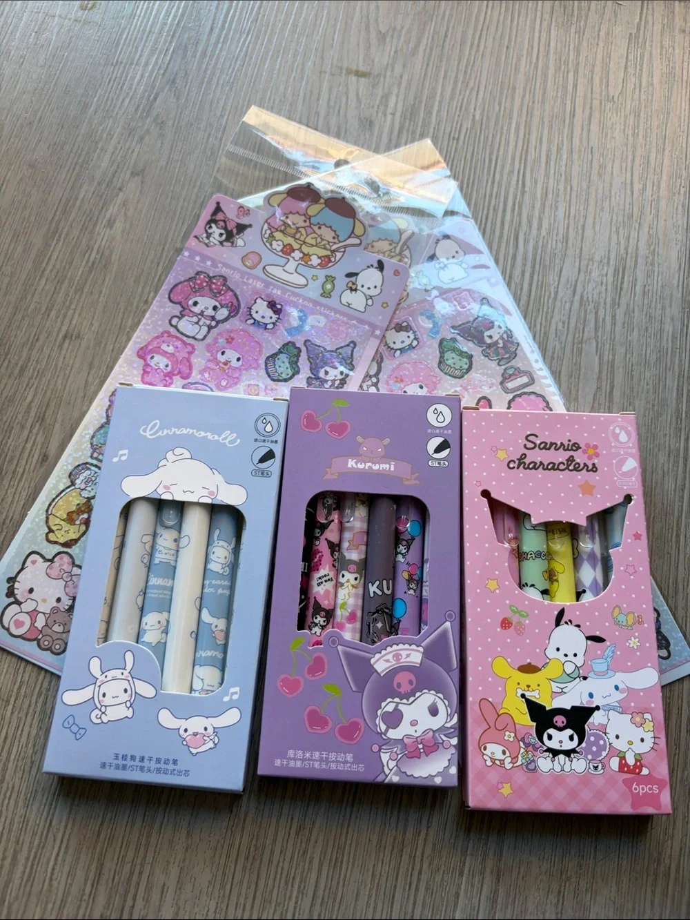 Sanrio Kids Pen Trio - Pink, Purple & Light Blue Character Set